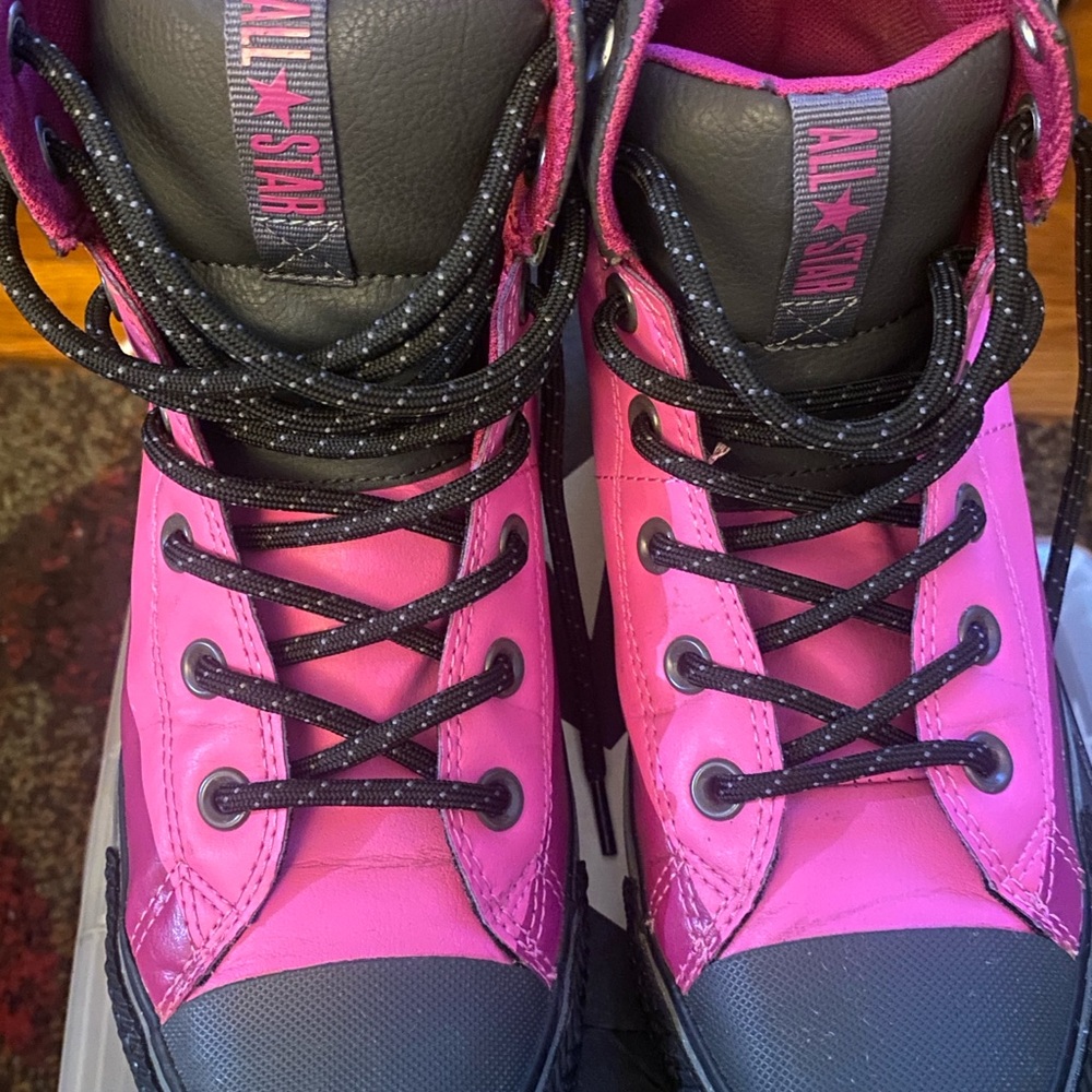 Women’s Converse High-Top Sneakers in Pink and Black